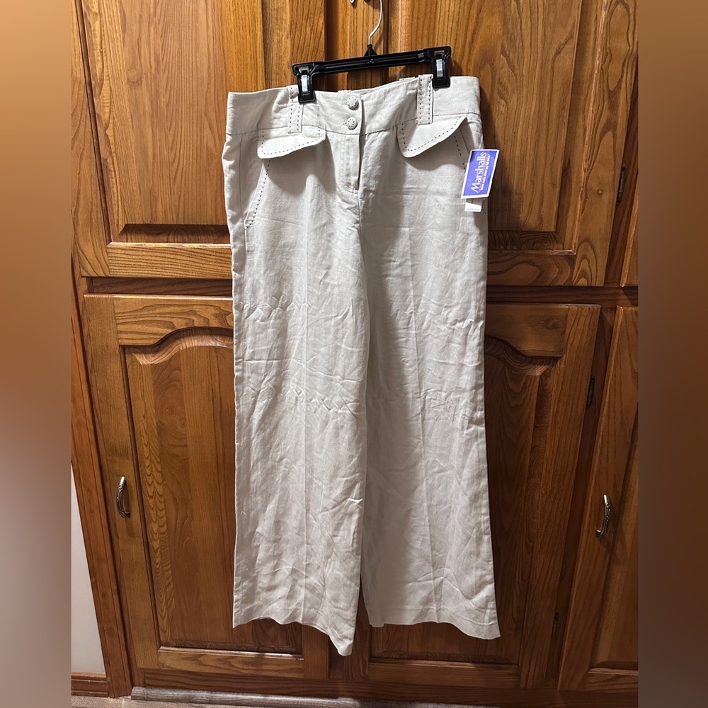 Larry Levine Beige Wide-Leg Pants Ladies Size 10 NWT‎